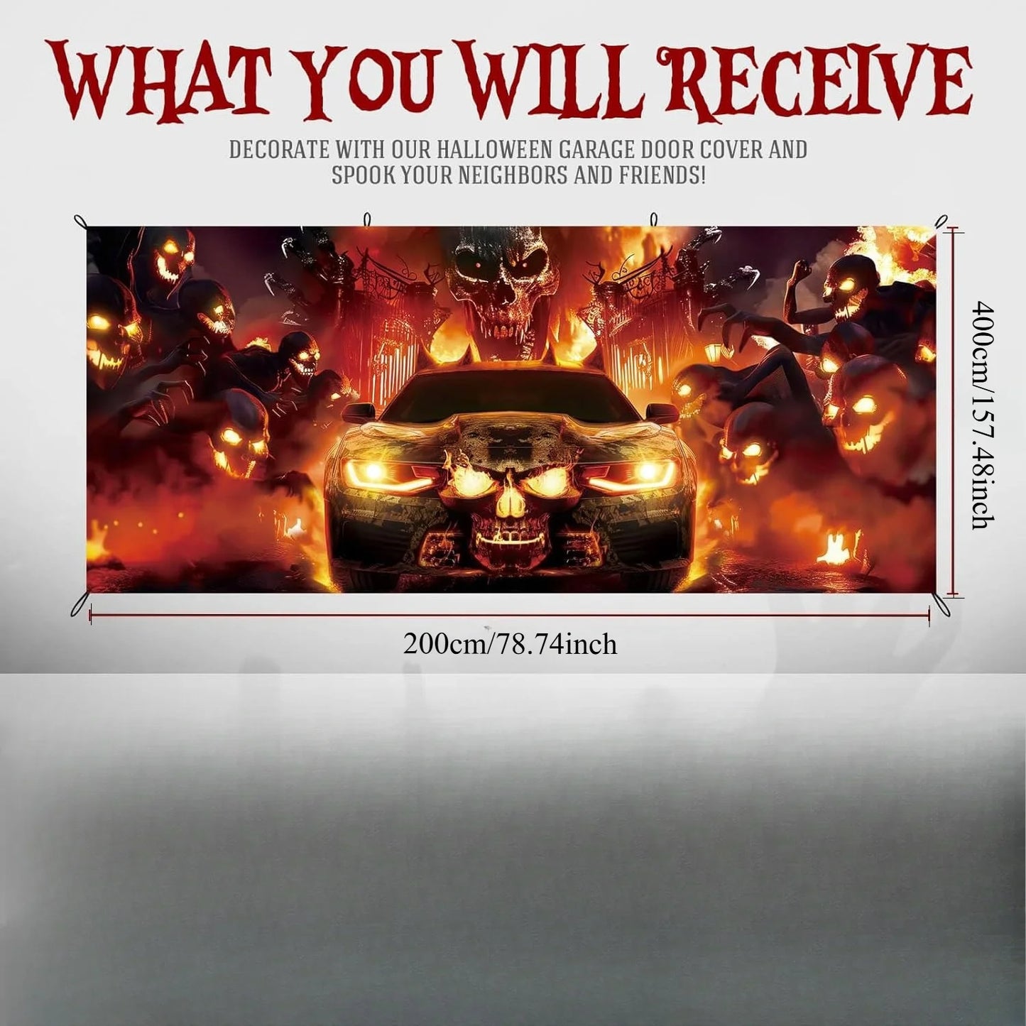 Ghost Fire Halloween Garage Banner
