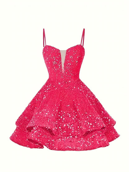Sweet Sparkly Sequin Short Teen Homecoming Dress for Prom Party Gowns