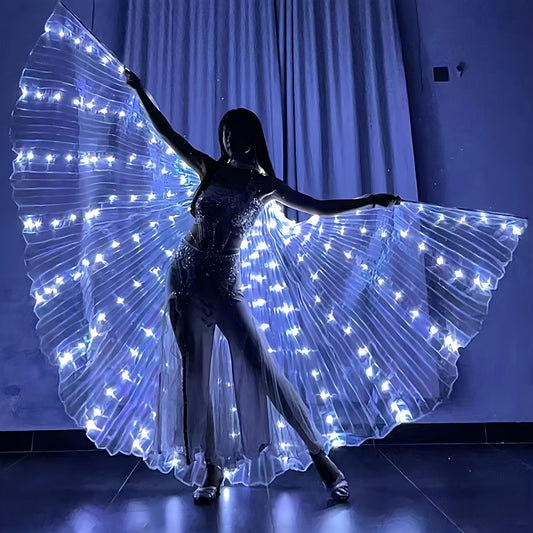 LED Colorful Luminous Wings Stage Performance with Baton Lead Cape - Battery-Powered (AA Not Included) for Christmas, Valentine'S Day, Themed Parties, Home & Room Decor - Durable Polyester, No Feathers, Easy to Clean, Party D