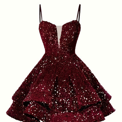Sweet Sparkly Sequin Short Teen Homecoming Dress for Prom Party Gowns