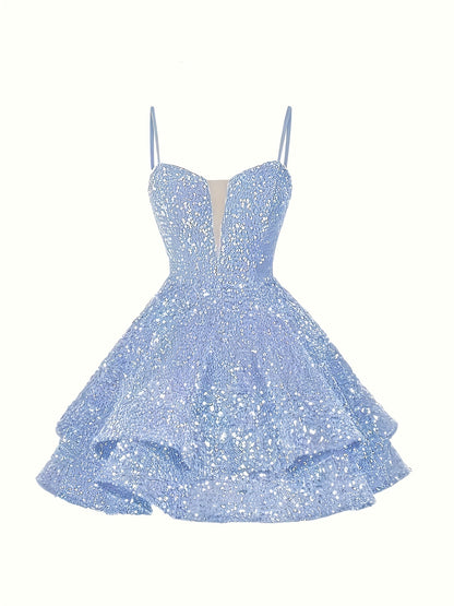 Sweet Sparkly Sequin Short Teen Homecoming Dress for Prom Party Gowns