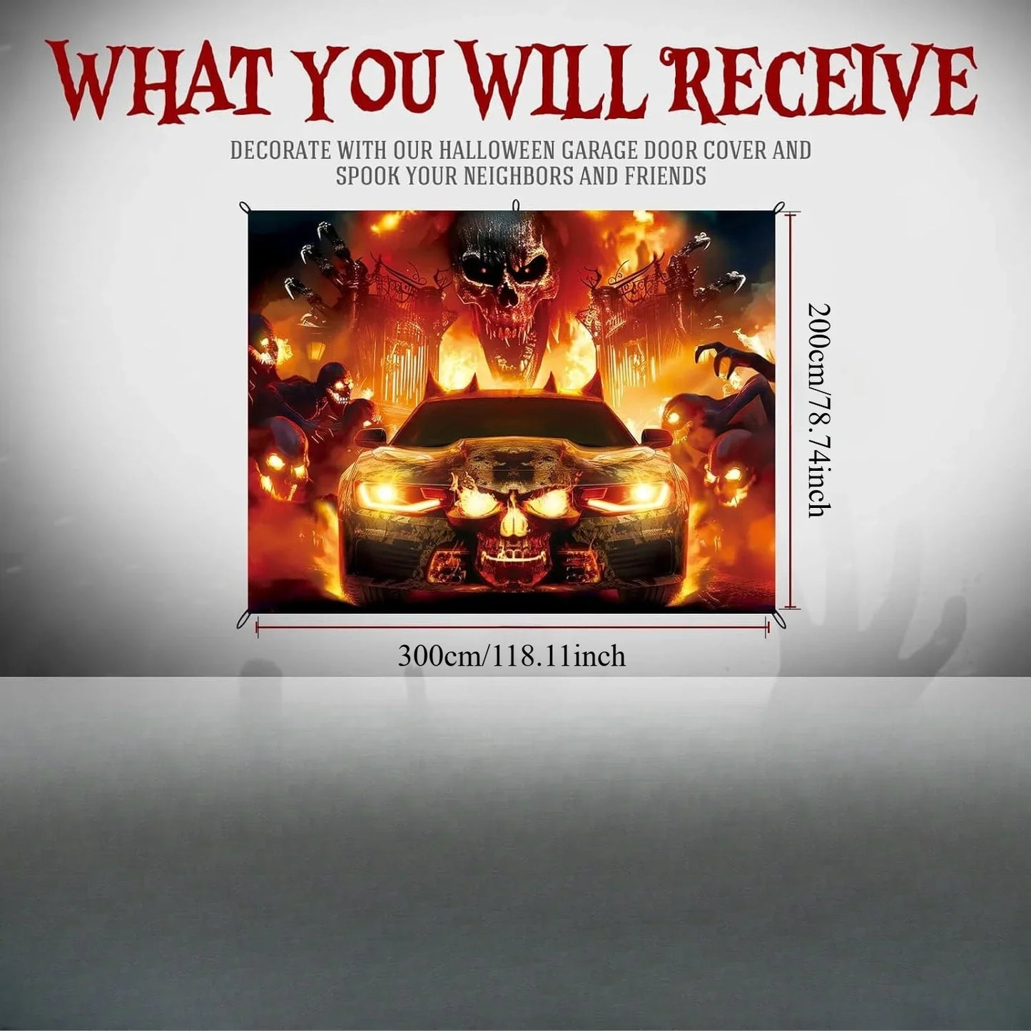 Ghost Fire Halloween Garage Banner