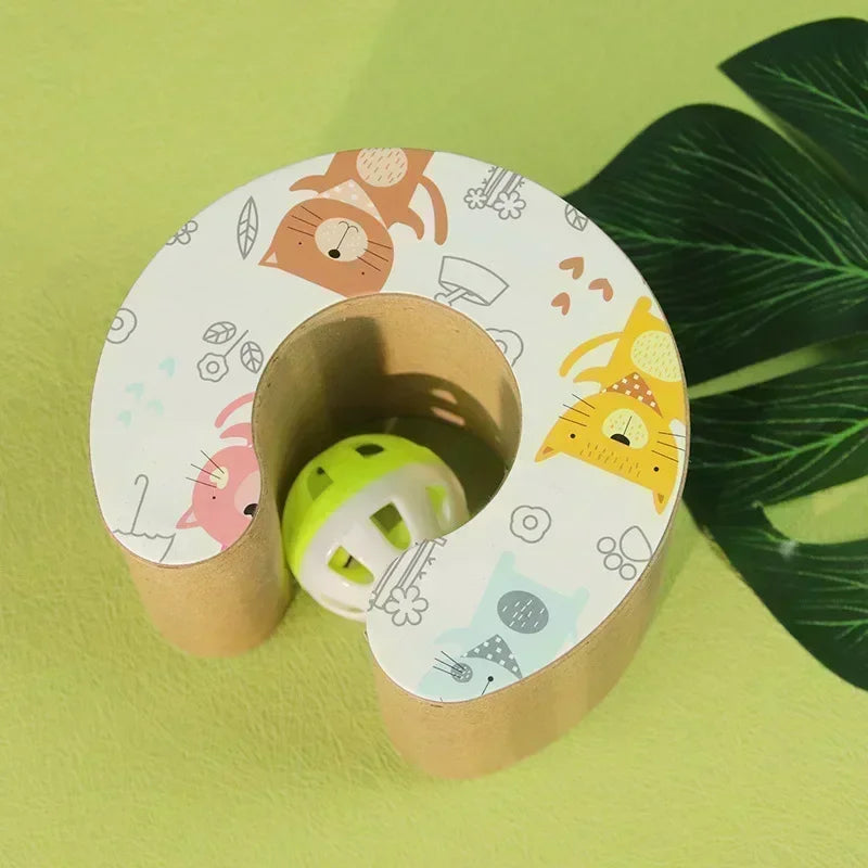 Tablero rascador plegable para gatos con forma de órgano mágico, juguete con cascabel, garra para gatos, marco de escalada para gatos, juguetes interactivos redondos de cartón corrugado