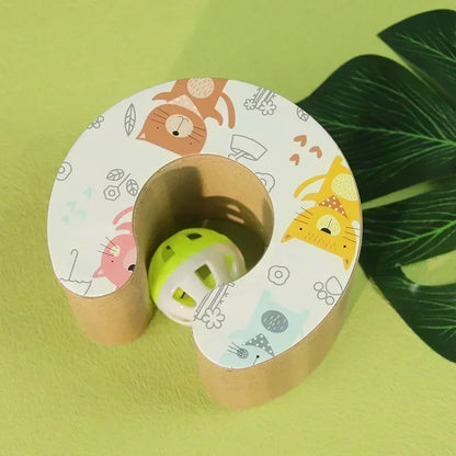 Tablero rascador plegable para gatos con forma de órgano mágico, juguete con cascabel, garra para gatos, marco de escalada para gatos, juguetes interactivos redondos de cartón corrugado