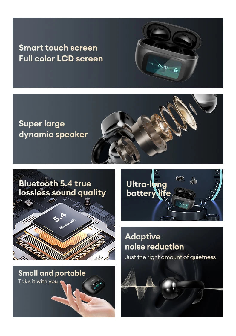 Choice HYUNDAI HY-C02 Nice earrings Earphones Wireless Bluetooth Headphones LED Power Display Mic Stereo Sound Earphones