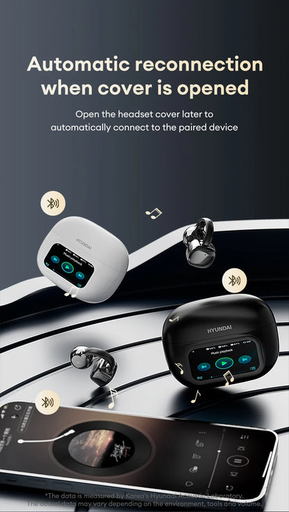 Choice HYUNDAI HY-C02 Nice earrings Earphones Wireless Bluetooth Headphones LED Power Display Mic Stereo Sound Earphones
