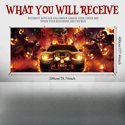 Ghost Fire Halloween Garage Banner
