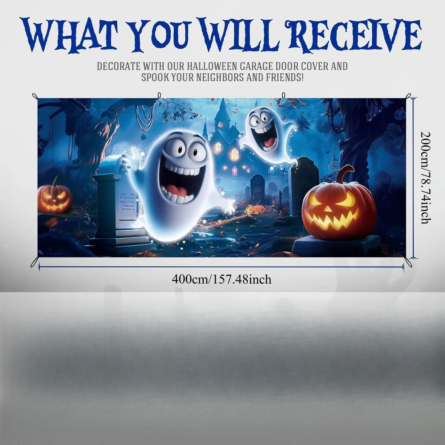 Ghost Fire Halloween Garage Banner