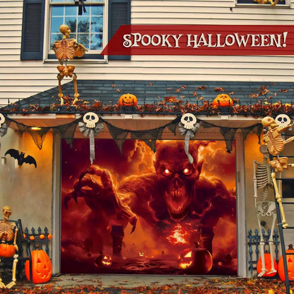 Ghost Fire Halloween Garage Banner