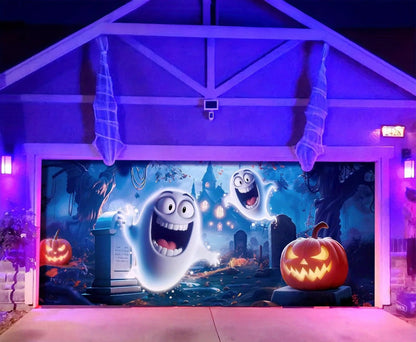 Ghost Fire Halloween Garage Banner