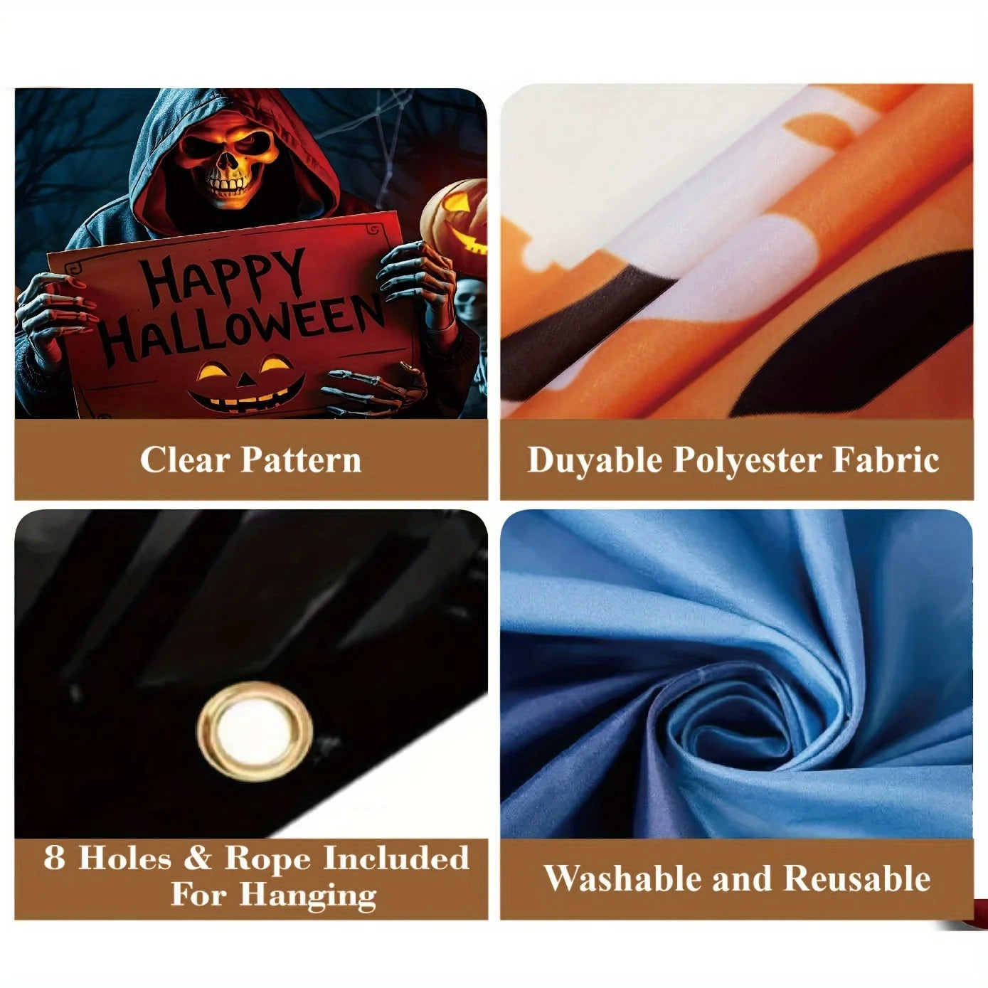 Halloween garage door banner Large outdoor decoration, with themes of Death and skull crew, polyester studio props