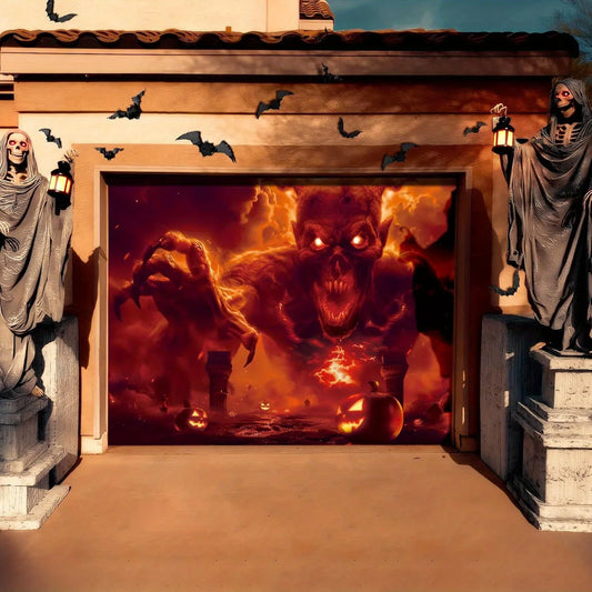 Ghost Fire Halloween Garage Banner