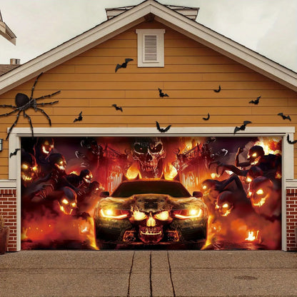 Ghost Fire Halloween Garage Banner