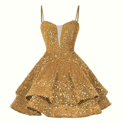 Sweet Sparkly Sequin Short Teen Homecoming Dress for Prom Party Gowns