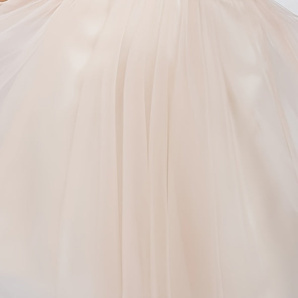 Sequined Halter Shoulder Dress, Elegant Sleeveless Tulle Dress For Dance Party, Women'S Clothing