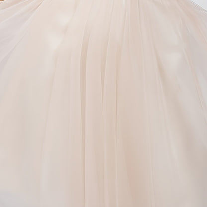 Sequined Halter Shoulder Dress, Elegant Sleeveless Tulle Dress For Dance Party, Women'S Clothing