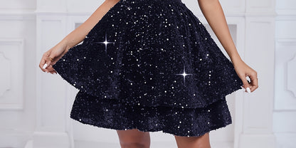 Sweet Sparkly Sequin Short Teen Homecoming Dress for Prom Party Gowns